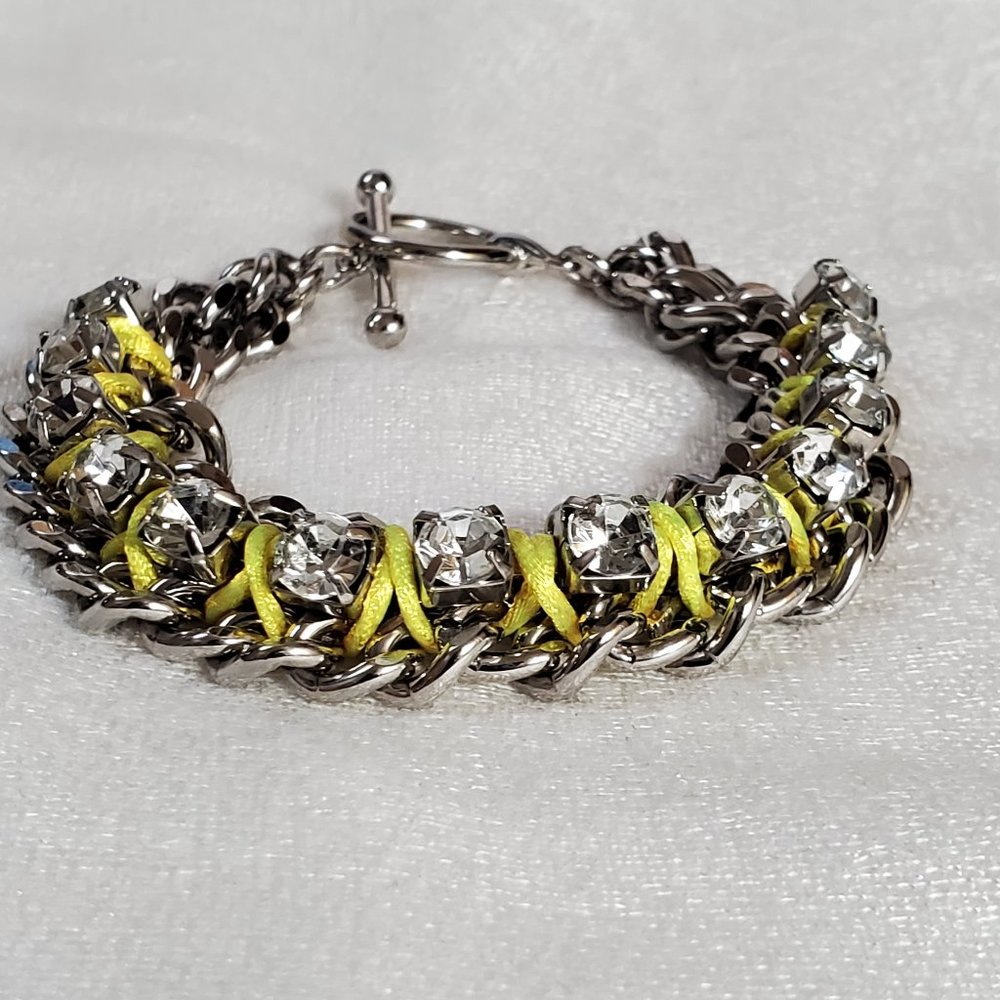 LOFT Rhinestone Yellow Ribbon Bracelet #998 - Picture 1 of 4